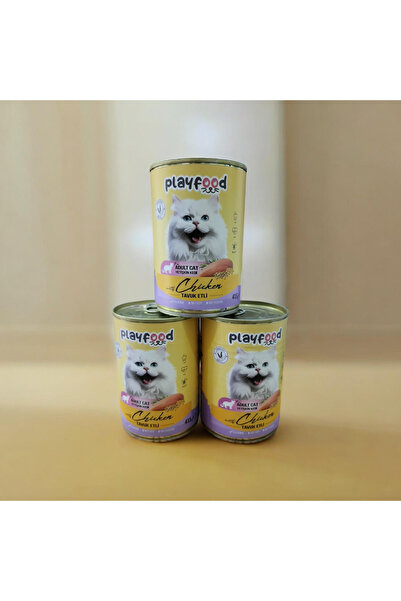 3'lü tavuklu yetişkin kedi konserve maması