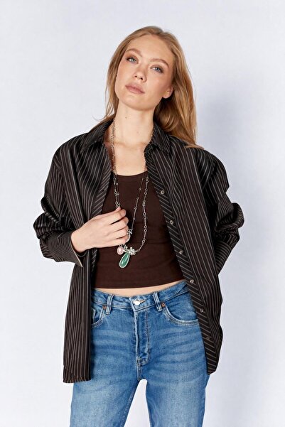 Manche Cămașă supradimensionată în dungi cu detaliu la spate |   MKS1611072-1...