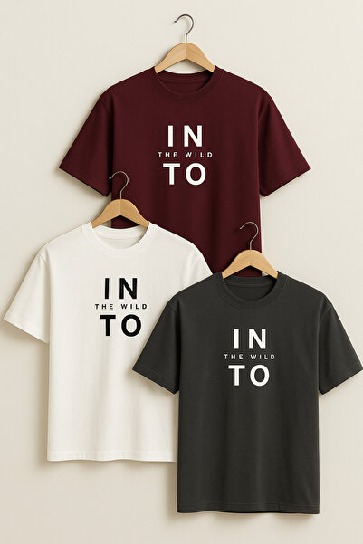 COMBİNE MİCHAİL Tricou largi din 3 piese cu imprimeu Into The WILD pentru băr...