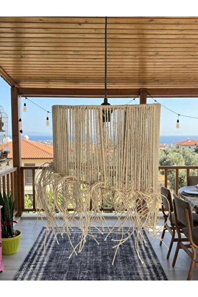 Home AVİZE SARKIT Rustik Hasır Makrome Avize - El Yapımı Bohem Sarkıt Lamba