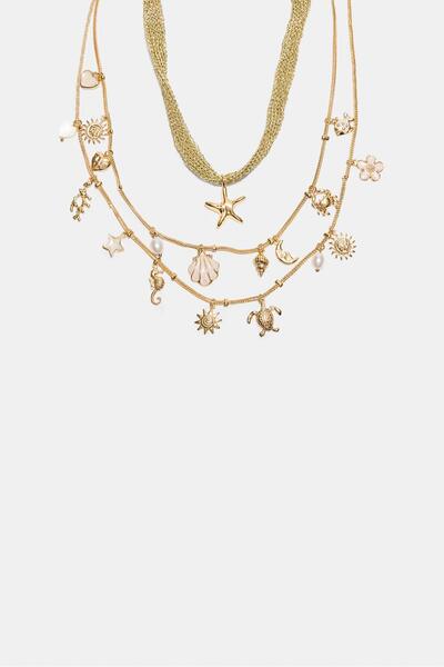 Stradivarius 2'li deniz temalı uçlu kolye seti