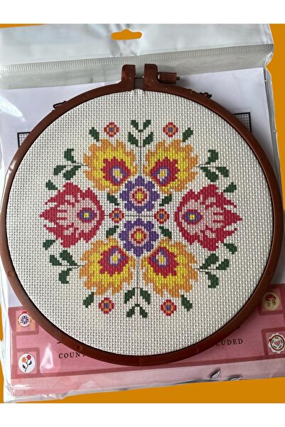 ÇERÇİ MELEK Goblen Baskılı Etamin İşleme Kiti | Kasnaklı Hobi Seti 20