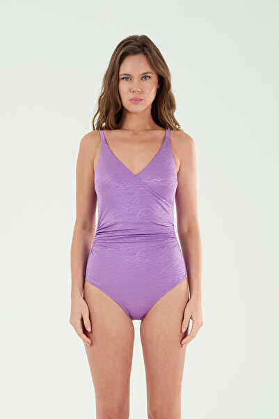 Louren Costum de baie pentru femei, de culoare violet, cu model, subțire, cu ...