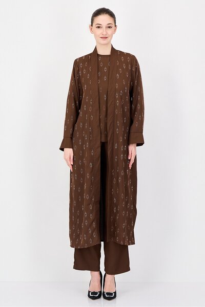 JASON WU Women 3 Pieces Embellished Abaya Set, Brown