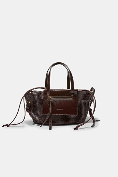 Stradivarius Kroşe efektli hasır çapraz çanta