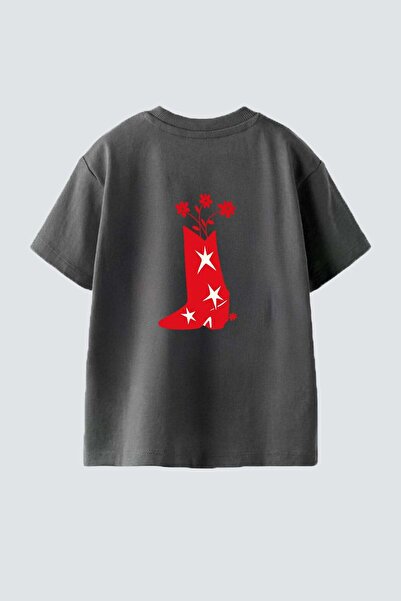 Monila Unisex Çocuk Pamuklu Bisiklet Yaka Sırtı Baskılı T-Shirt