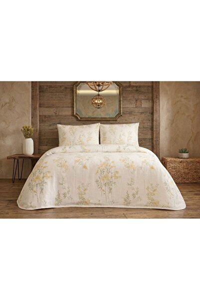 Taç طقم بيكيه قطني مزدوج لشخصين من الموسم الجديد باللون الأصفر أفييل