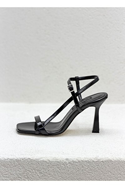 NUR KARACA 8569 Thin Strap Square Toe 9cm Thin Heel Sandals Shoes for Women
