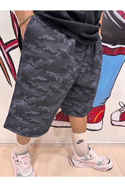 Bas Body FitnessWear Kamuflaj Rengi Çift derin Cepli Yazlık Kapri Şort