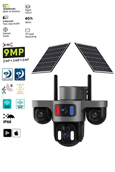 EN SİGA Çift Solar Panelli 4G Güvenlik Kamerası 9MP Gece Görüşlü Alarm Sistem...