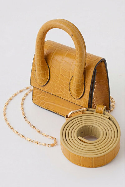 NEW JOURNAL Women's Mustard Mini Bag with Chain and Waist Belt Vrs2006