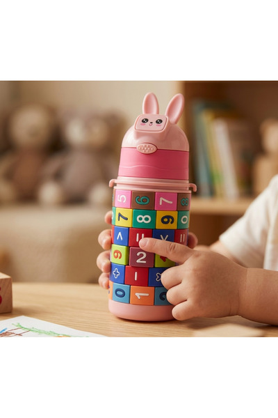 Kuzey Tacı Educational Number Block Rabbit Figured Children's Water Bottle wi...