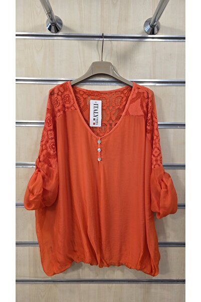 Park Moda Silk Blouse with Lace Detail