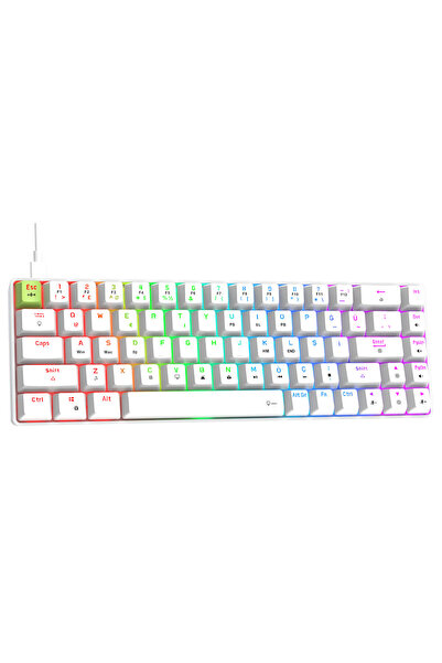 Gravion Raxor RGB Manyetik Switch Gaming Mekanik Oyuncu Klavyesi Hot Swap 68 Tuş Kablolu Beyaz Anti-Ghosting Türkçe Q %65