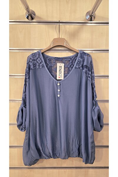 Park Moda Silk Blouse with Lace Detail