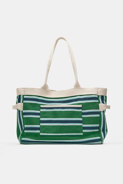 Pull & Bear Çizgili tote çanta