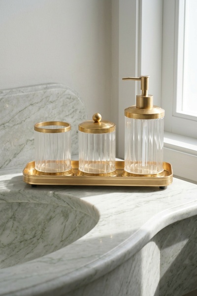 ACAR طقم حمام سبايفي مع موزع صابون سائل وحامل قطن