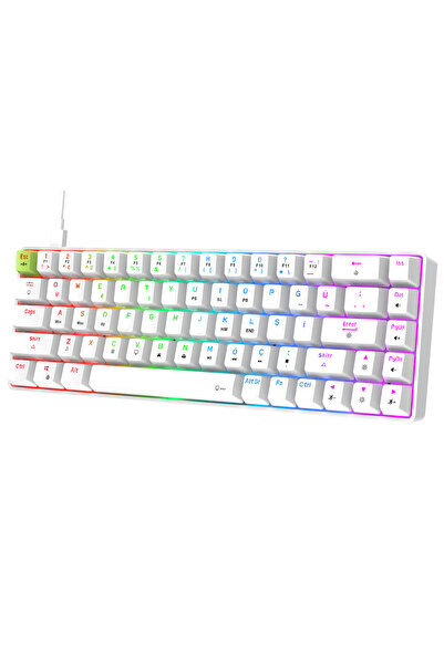 Gravion Raxor RGB Manyetik Switch Gaming Mekanik Oyuncu Klavyesi Hot Swap 68 Tuş Kablolu Beyaz Anti-Ghosting Türkçe Q %65