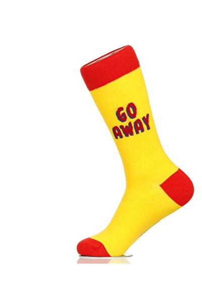 Bidigago Go Away Written Yellow Red Unisex Socks