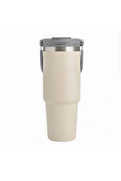 Forzacase 900 ml Paslanmaz Çelik Pipetli ve Kilit Kapaklı Kulplu Termos 6 Saa...