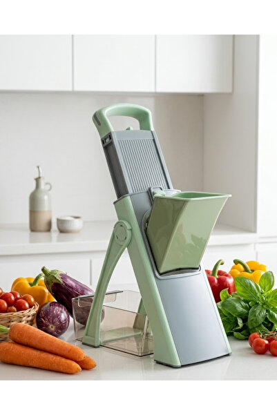 Teknoşık Steel Hand Grater with Chopping and Slicing Attachment