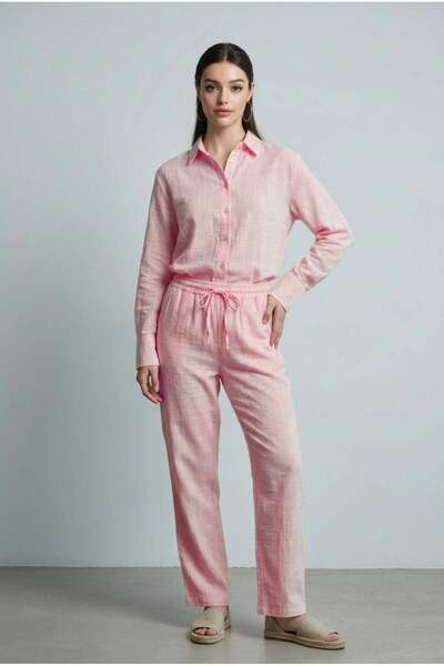 Seeh Pink Long Sleeve 100% Cotton Muslim Shirt Suit Sh365