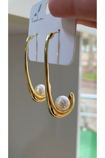 SELUVİA أقراط متدلية طويلة من الفولاذ بلون ذهبي مع تفاصيل من اللؤلؤ |   أقراط...