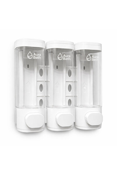 Aura Bath موزع صابون مثبت على الحائط مكون من 3 قطع، موزع شامبو وجل استحمام، م...