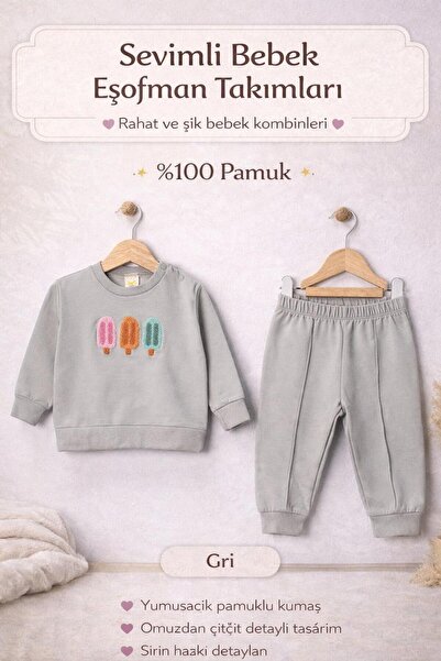 çillim dondurma süzine nakışlı kız bebek takım