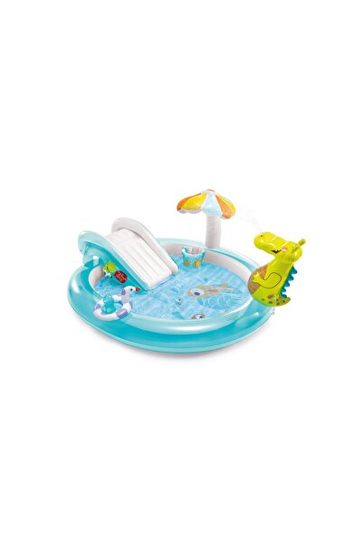 Intex 57165 Piscină gonflabilă pentru copii cu crocodil, tobogan și accesorii...