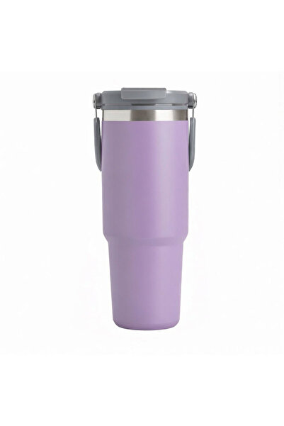 Forzacase 900 ml Paslanmaz Çelik Pipetli ve Kilit Kapaklı Kulplu Termos 6 Saa...