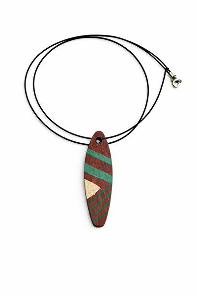 TUTU DESİGN Surfboard Necklace – Wave Pattern Wooden Pendant with Black Cord ...