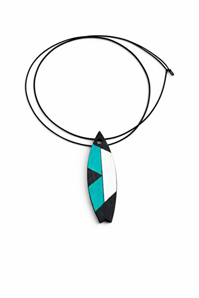 TUTU DESİGN Surfboard Necklace – Wave Pattern Wooden Pendant with Black Cord ...