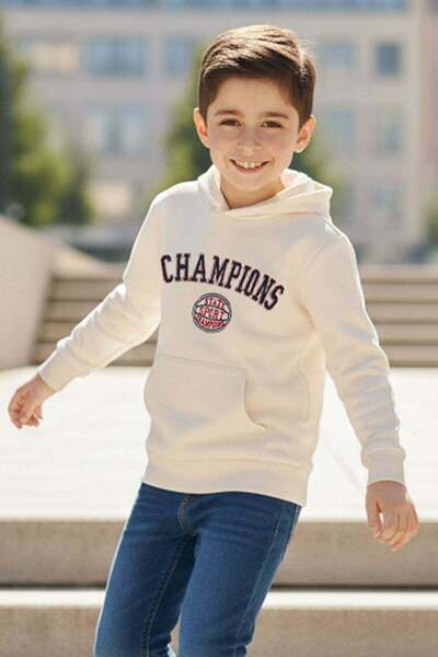 Breeze سويت شيرت للأولاد بطبعة نصية وقلنسوة، مناسب للأعمار من 4 إلى 8 سنوات، ...