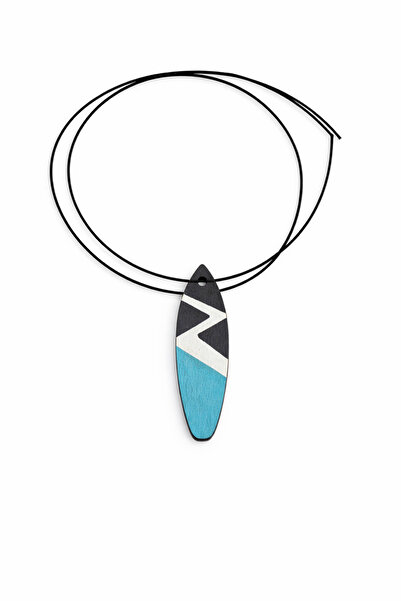 TUTU DESİGN Surfboard Necklace – Wave Pattern Wooden Pendant with Black Cord ...