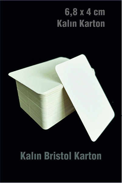 Örün Matbaa Mini Oval 6,8 x 4cm Ebat 100 Adet Oval Baskısız Boş Kartvizit 350 gr Kalın Karton