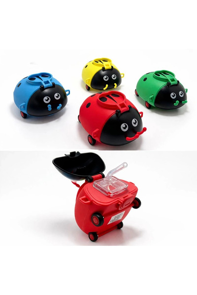 Lisinya Ladybug Design Wheeled Children's Water Bottle with Straw and Strap S...