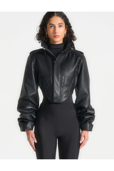 Weekeep Trendy Corset Leather Jacket