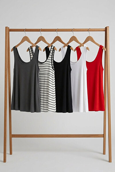 EFFE 5 Pieces Cotton Supreme Combed Cotton Strap Blouse