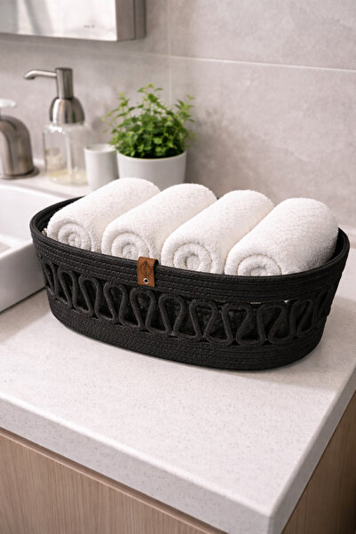 NuaCraft Wicker Towel Basket Bathroom Organizer Basket Bohemian Decor