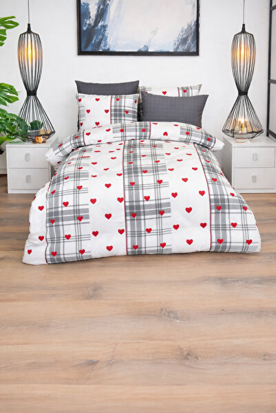 LilaMOON طقم غطاء لحاف مفرد من ألميرا بنمط قلب مع شرشف مطاطي