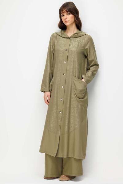 Micca FENİX Özel Desen Soft Kumaş ve Düz İpekçe Garni Düğme Kapamalı Zamansız...