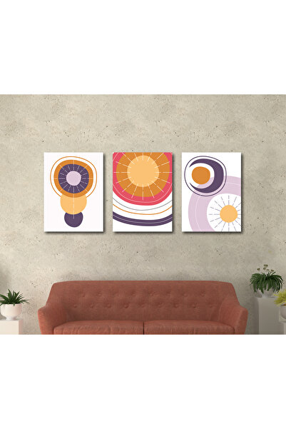 M&H Quality Set de 3 tablouri moderne și boeme, decor de perete din MDF cu as...