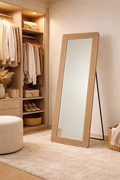 MARIA HOMES Full Length Standing Mirror Light Brown Frame 160x60cm for Bedroom