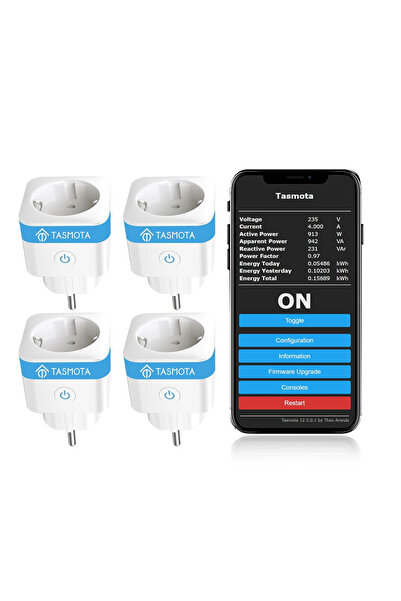 EIGHTREE Set of 4 Tasmota sockets with electricity meter, EIGHTREE wifi smart...