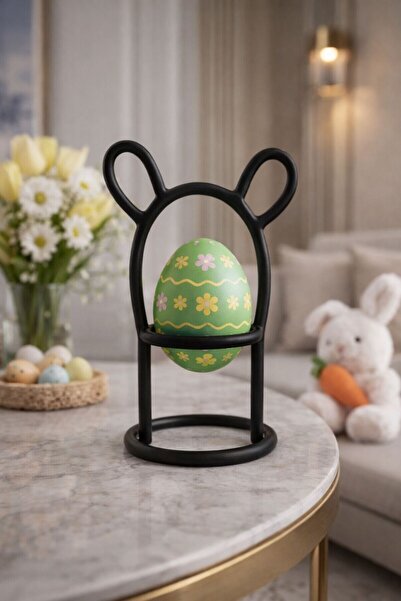 fromro Suport metalic pentru ouă de Paște Iepuraș Negru - Design Premium Ador...