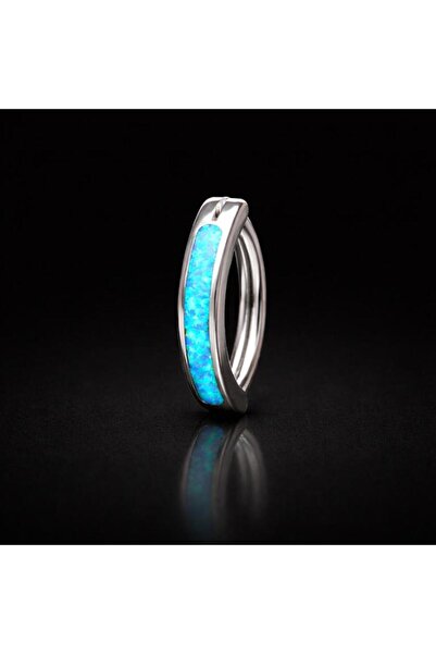 Rupen Kraft %100 G23 Titanium Mavi Opal Taş Titanyum Göbek Piercing Toka Mode...