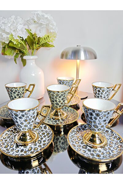 SİHİR leopar Türk kahvesi fincan takımı