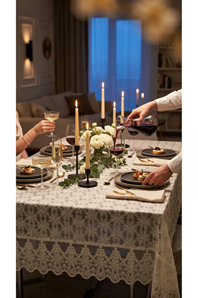 VELANORA HOME 160 X 260 cm Jacquard Woven Tablecloth Suitable for 8 and 12 Pe...