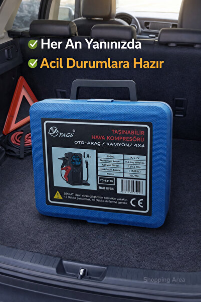 Shopping Area Taşınabilir Akü Takviye Cihazı Kompresör Powerbank LED Fener Ac...